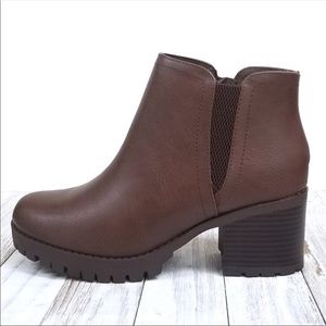 Brown Chelsea Lug Combat Ankle Bootie